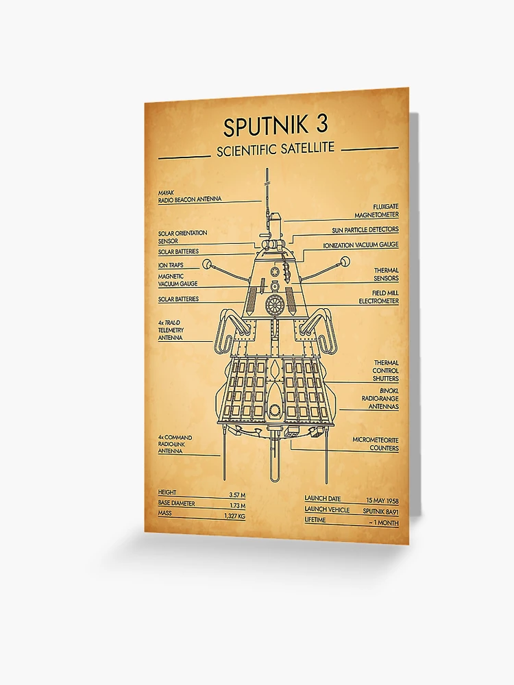 Sputnik 3. Scientific Satellite (Aged Parchment Blueprint