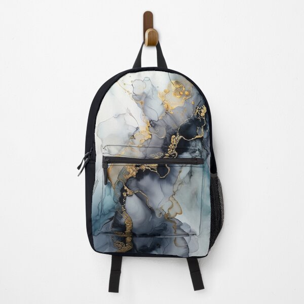 Item preview, Golden Waves of Blue - Abstract Alcohol Ink Art designed and sold by inkvestor.