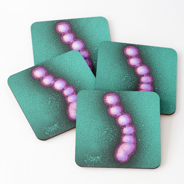 Item preview, Swine Flu Virus, Influenza TEM Micrograph, Purple and Green designed and sold by ScienceSource.