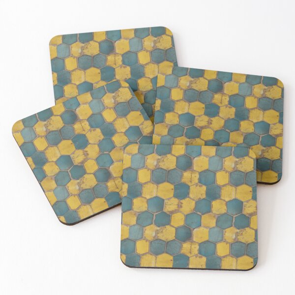 Item preview, Blue and Yellow Slightly Distressed Polygon Pattern designed and sold by Expressive Vision.