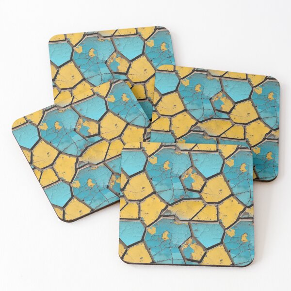 Item preview, Blue and Yellow Slightly Distressed Polygon Pattern designed and sold by Expressive Vision.
