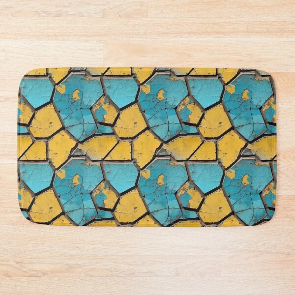 Item preview, Blue and Yellow Slightly Distressed Polygon Pattern designed and sold by Expressive Vision.