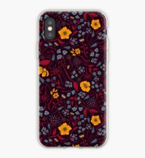 Mustard Yellow, Burgundy & Blue Floral Pattern iPhone Case