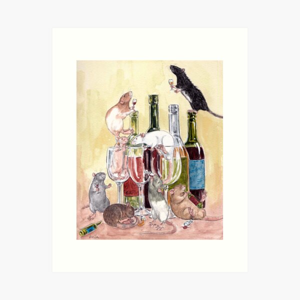 Item preview, Red red wine and Rats designed and sold by The Illustrated Rat.