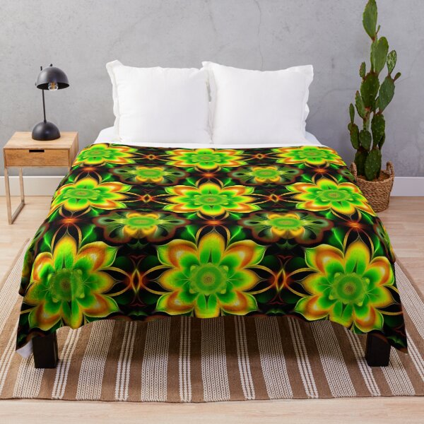 Item preview, Patrón de diseño abstracto de loto verde y amarillo vibrante designed and sold by iDWebArt.