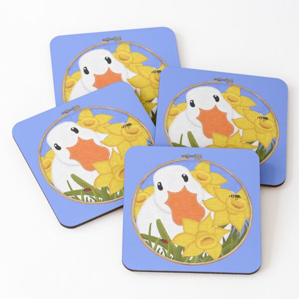 Item preview, Daffodils and Duck Felt Look on Embroidery Hoop | Cherie's Art(c)2022 designed and sold by CheriesArt.