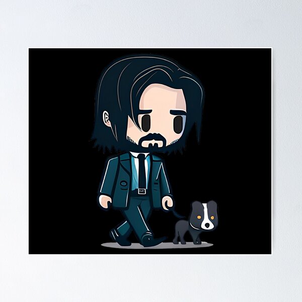 Artikel-Vorschau von Zeichentrickfilm John Wick mit Hund, designt und verkauft von UrbanChillz.