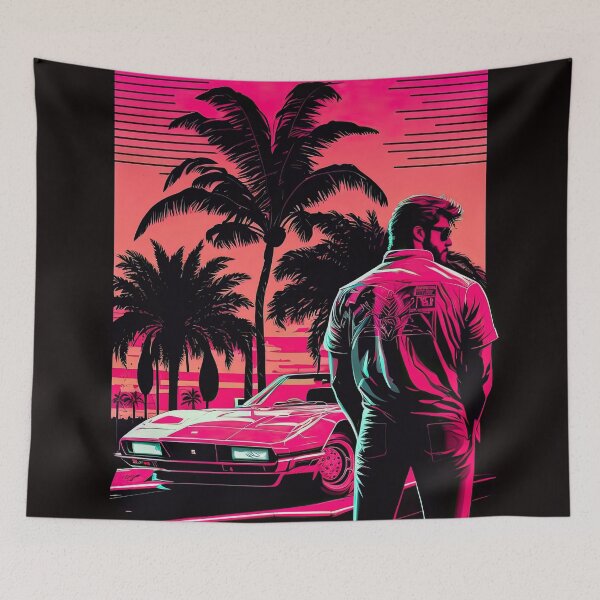 Item preview, Miami Vice Ferrari Tropical Dreamscape designed and sold by RETRO1985.