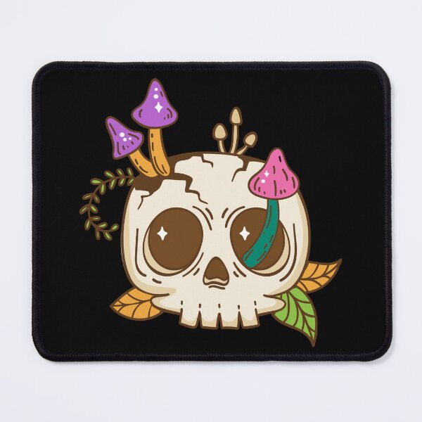 Item preview, skull with mushrooms designed and sold by happygreenshop.
