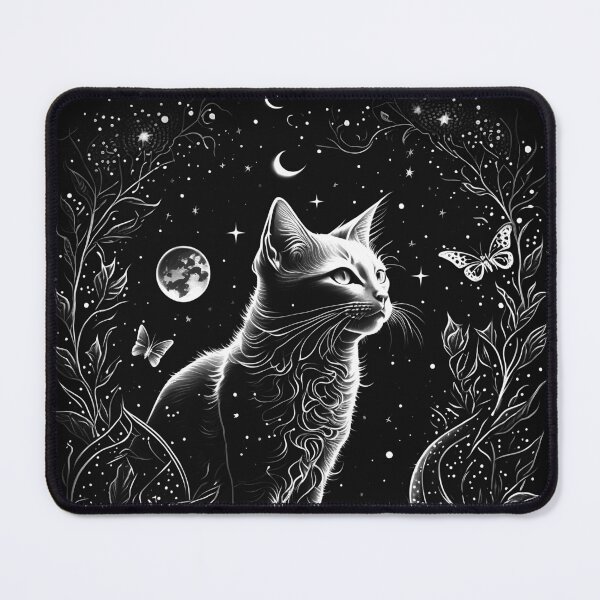 Item preview, Celestial Magical Cat Full Moon Butterfly Ink Tattoo designed and sold by Wishinglob.