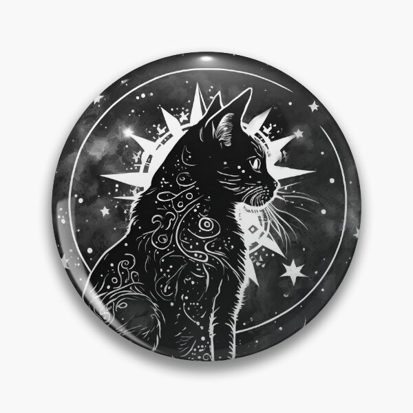Item preview, Celestial Holly Cat Surrounded by Stars Ink Tattoo designed and sold by Wishinglob.