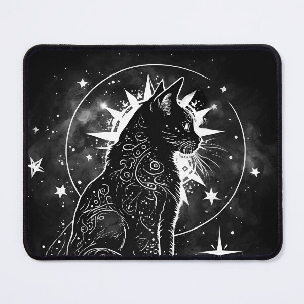 Item preview, Celestial Holly Cat Surrounded by Stars Ink Tattoo designed and sold by Wishinglob.