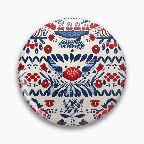 Item preview, Folksy print - red and blue florals designed and sold by digiworx.