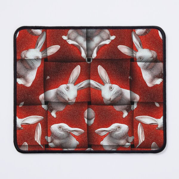 Item preview, *Unique Red White Cool Square rabbit Shape Patchwork Pattern* designed and sold by Ralek.