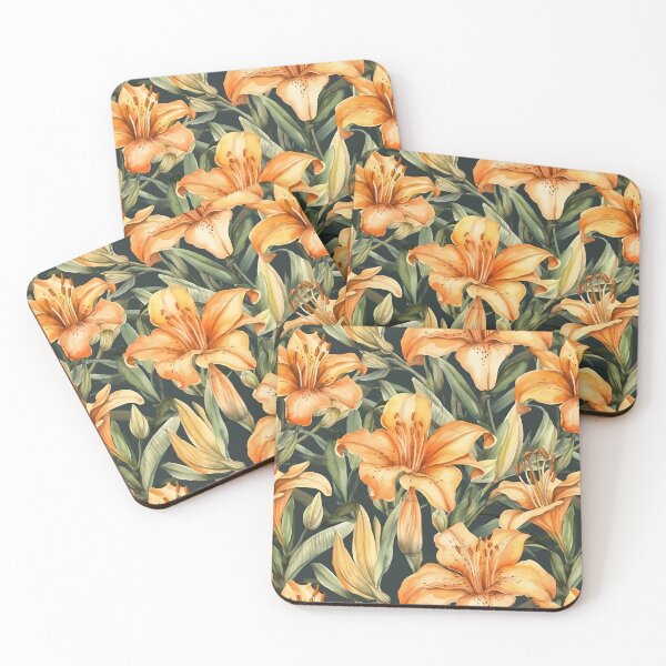 Item preview, Orange Daylilies Day Lilies Watercolor Pattern  designed and sold by ClairesPatterns.