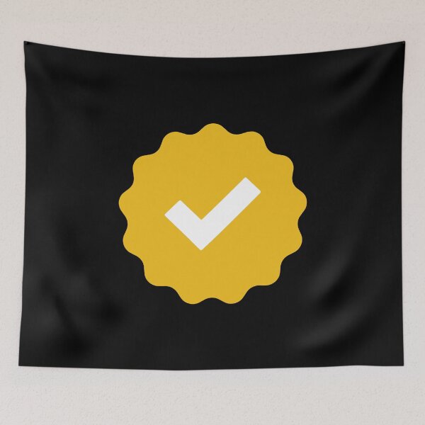 Item preview, gold checkmark - verified check mark - gold ribbon verified mark meme designed and sold by MillennialMemer.