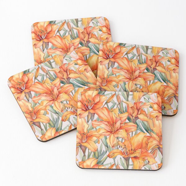 Item preview, Orange Daylilies Day Lilies Watercolor Pattern  designed and sold by ClairesPatterns.