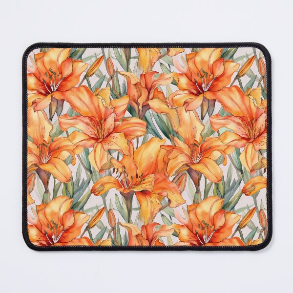 Item preview, Orange Daylilies Day Lilies Watercolor Pattern designed and sold by ClairesPatterns.