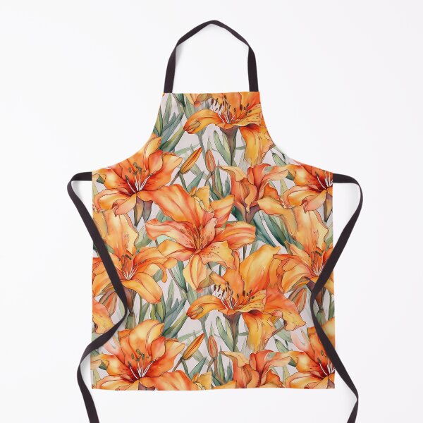 Item preview, Orange Daylilies Day Lilies Watercolor Pattern designed and sold by ClairesPatterns.