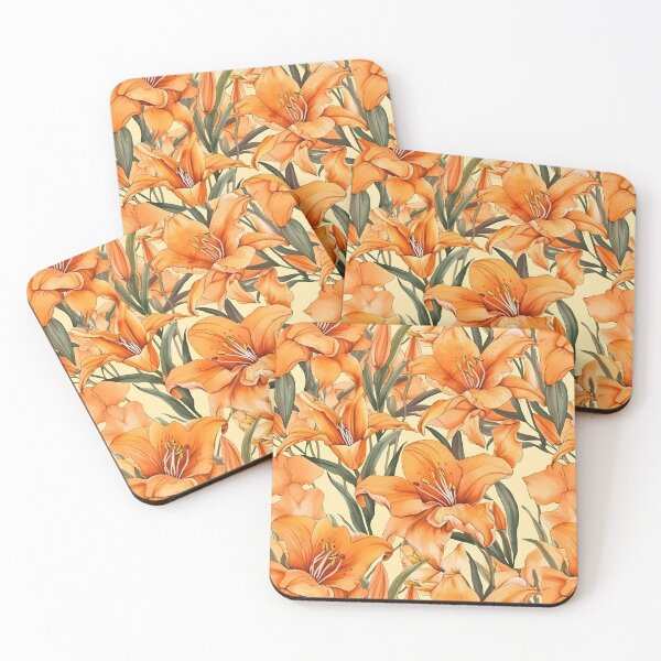 Item preview, Orange Day Lilies Daylilies  Watercolor Pattern  designed and sold by ClairesPatterns.