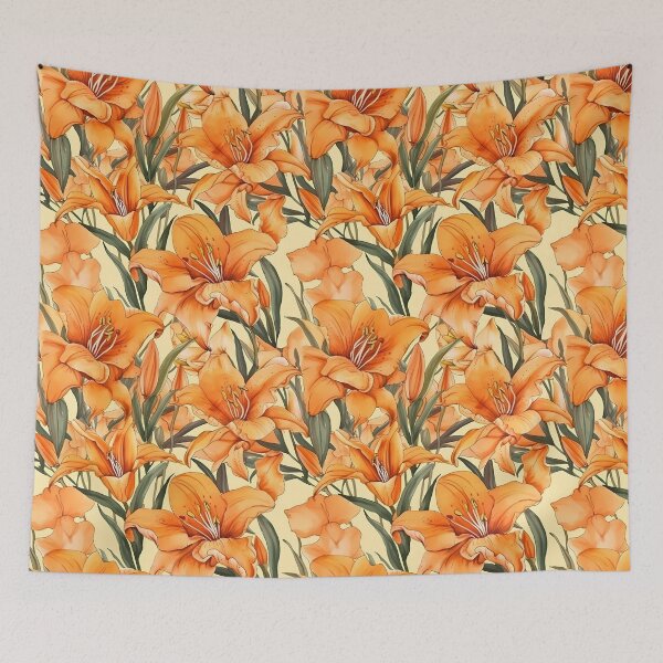 Item preview, Orange Day Lilies Daylilies  Watercolor Pattern  designed and sold by ClairesPatterns.