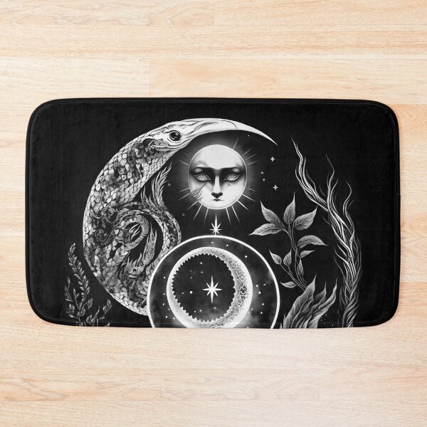 Item preview, Celestial Moon Face and Crescent Witchy Ink Tattoo designed and sold by Wishinglob.