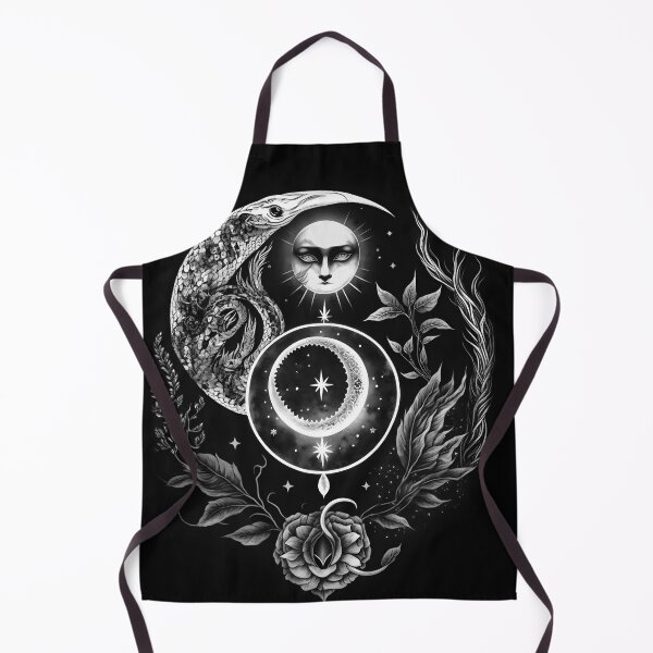 Item preview, Celestial Moon Face and Crescent Witchy Ink Tattoo designed and sold by Wishinglob.