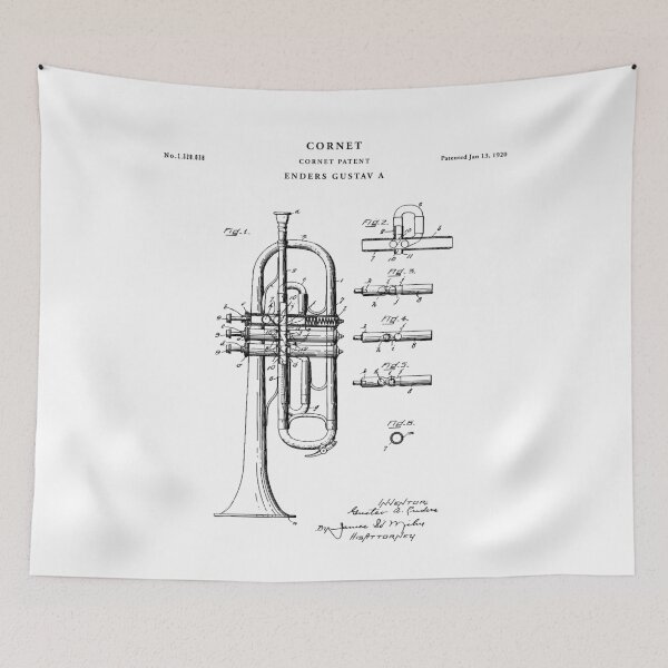 Item preview, Cornet Patent Drawing Blueprint designed and sold by Vintago.
