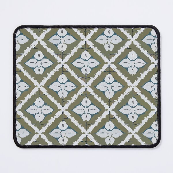 Item preview, Retro Tile Pattern White flowers and Olive Green with a Little Blue details designed and sold by RetroTile.
