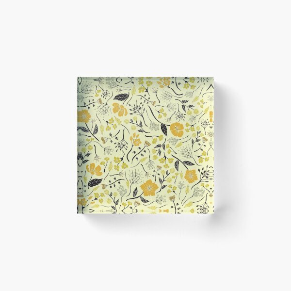 Item preview, Yellow, Green & Black Floral/Botanical Pattern designed and sold by somecallmebeth.