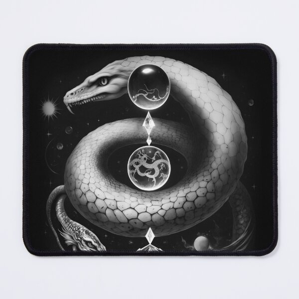 Item preview, Celestial Crystal Snake Witchy Art Drawing Ink Tattoo designed and sold by Wishinglob.