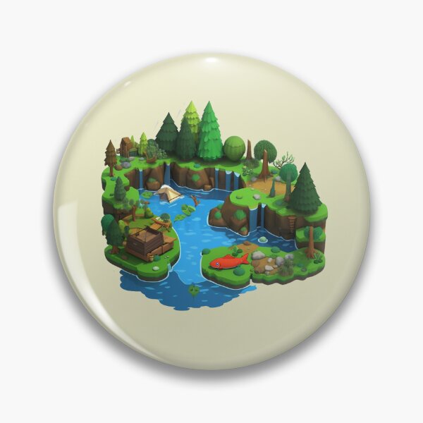 Item preview, isometric diorama of a fishing spot, cartoon Style designed and sold by JeClaDesign.