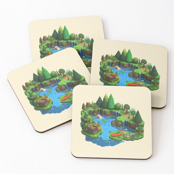 Item preview, isometric diorama of a fishing spot, cartoon Style designed and sold by JeClaDesign.