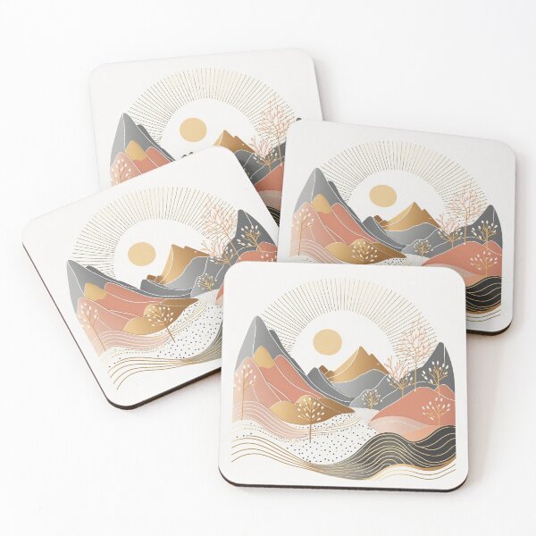 Item preview, Sunset Mountain Landscape | Minimalist Boho Design designed and sold by SimoneAI.
