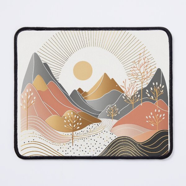 Item preview, Sunset Mountain Landscape | Minimalist Boho Design designed and sold by SimoneAI.