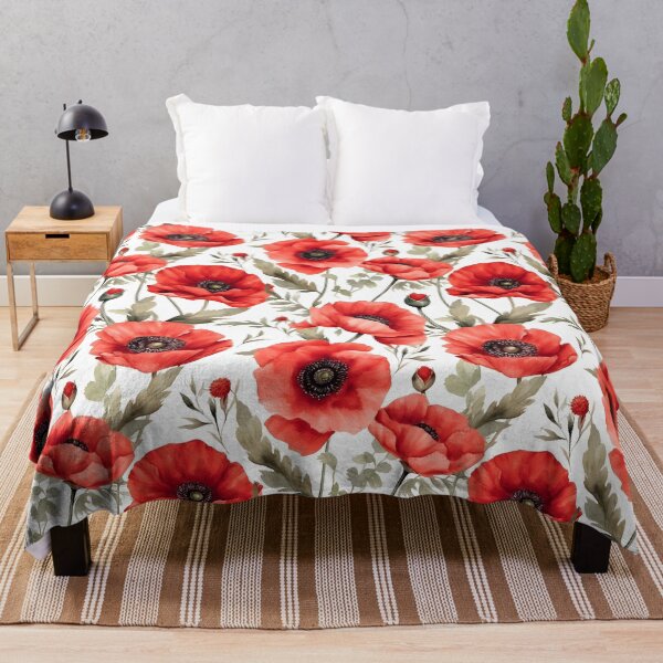 Item preview, Red Poppies Poppy Watercolor Pattern  designed and sold by ClairesPatterns.