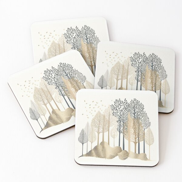 Item preview, Golden Forest Landscape Minimalist Boho Design designed and sold by SimoneAI.