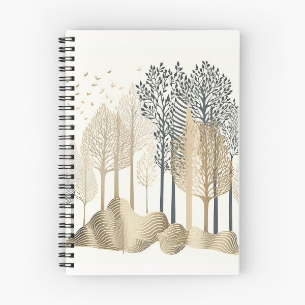 Artikelvorschau, Goldene Waldlandschaft minimalistisches Boho-Design entworfen und verkauft von SimoneAI.