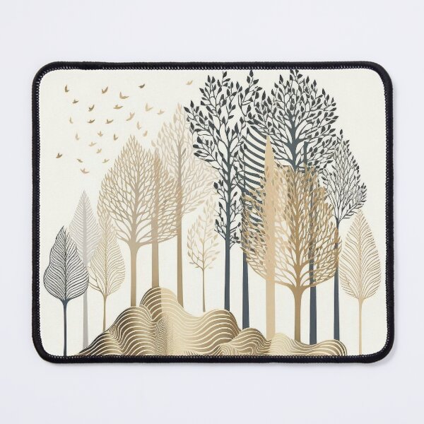Item preview, Golden Forest Landscape Minimalist Boho Design designed and sold by SimoneAI.