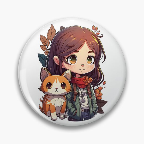 Item preview, Cat & Girl Kawaii Anime Retro Fall Cat Lover designed and sold by SecretDicer.