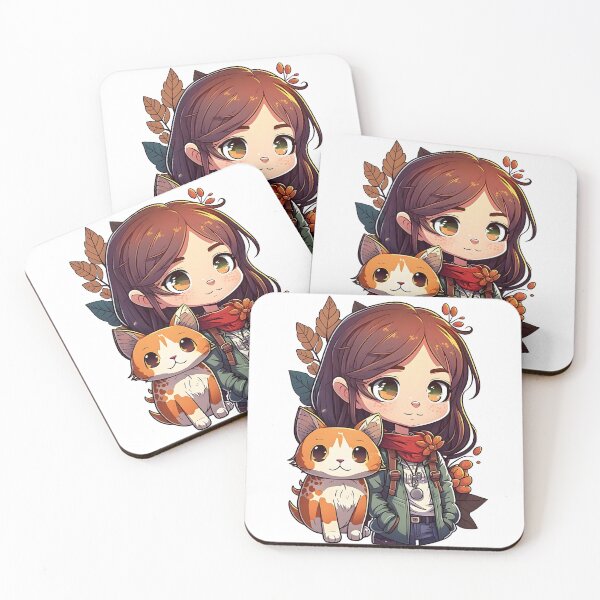 Item preview, Cat & Girl Kawaii Anime Retro Fall Cat Lover designed and sold by SecretDicer.