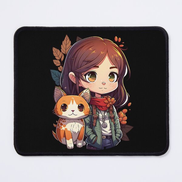 Item preview, Cat & Girl Kawaii Anime Retro Fall Cat Lover designed and sold by SecretDicer.