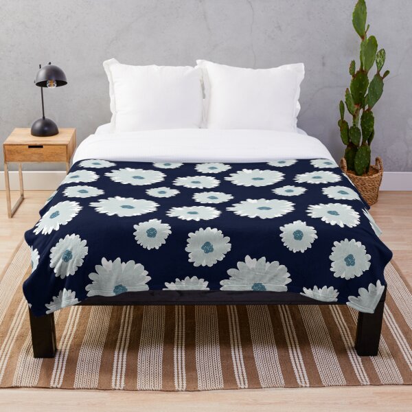 Item preview, Modern daisies in navy designed and sold by veevain.