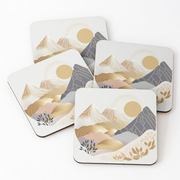 Item preview, Golden Mountains At Sunset | Minimalist Boho Design designed and sold by SimoneAI.