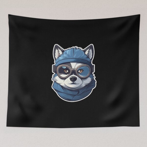 Item preview, Cute and Cool Snowboarding Husky Dog designed and sold by c4k5llc.