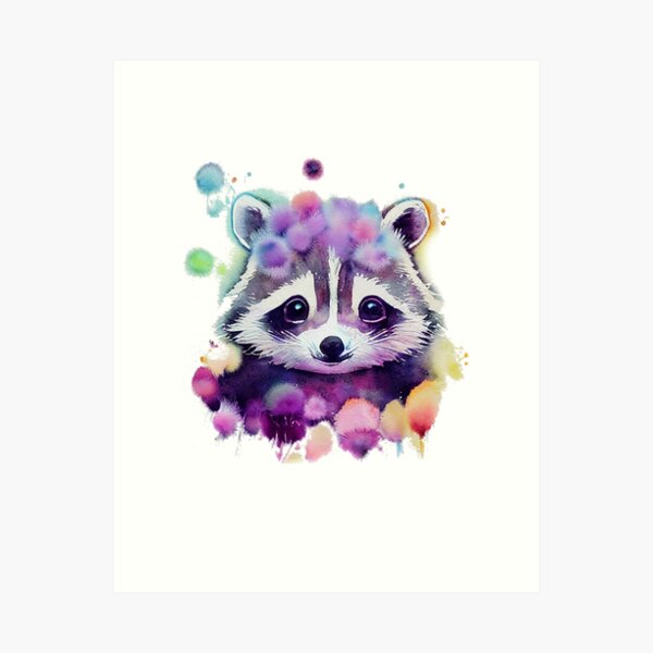 Item preview, Racoon Kawaii Watercolor Painting - Forest Critter Animal Chibi Lover designed and sold by Top Seller ⭐⭐⭐⭐⭐ 5/5.