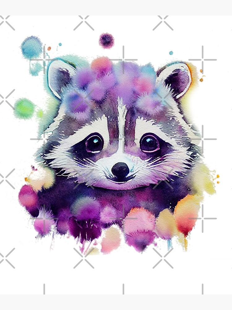 Watercolor Raccoon Printable Stickers Graphic by amaydastore