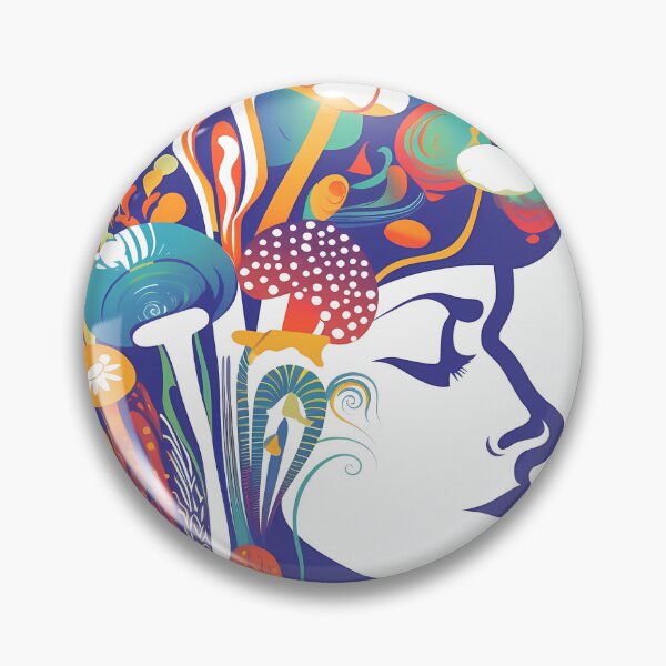 Item preview, Brain on Magic Psychedelic Mushrooms | Vivid Imagination | Psychedelic Woman's Profile designed and sold by mindexploration.