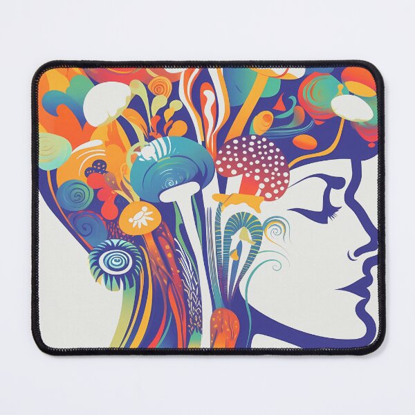 Item preview, Brain on Magic Psychedelic Mushrooms | Vivid Imagination | Psychedelic Woman's Profile designed and sold by mindexploration.