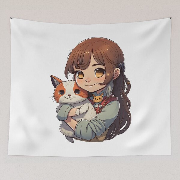Item preview, Cat & Girl Kawaii Anime Cute Cat Lover designed and sold by SecretDicer.